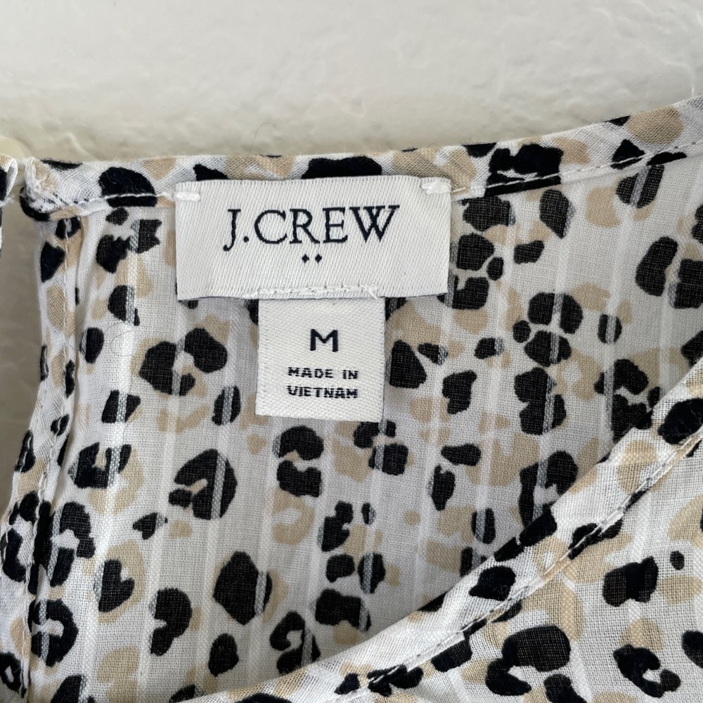 J Crew Cotton leopard blouse cap sleeves Size M - Picture 2 of 6